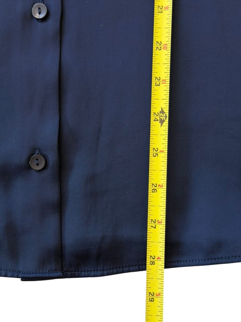 Abercrombie & Fitch Satin Relaxed Button Up Long Sleeve Blouse Navy Blue Large - Picture 10 of 11